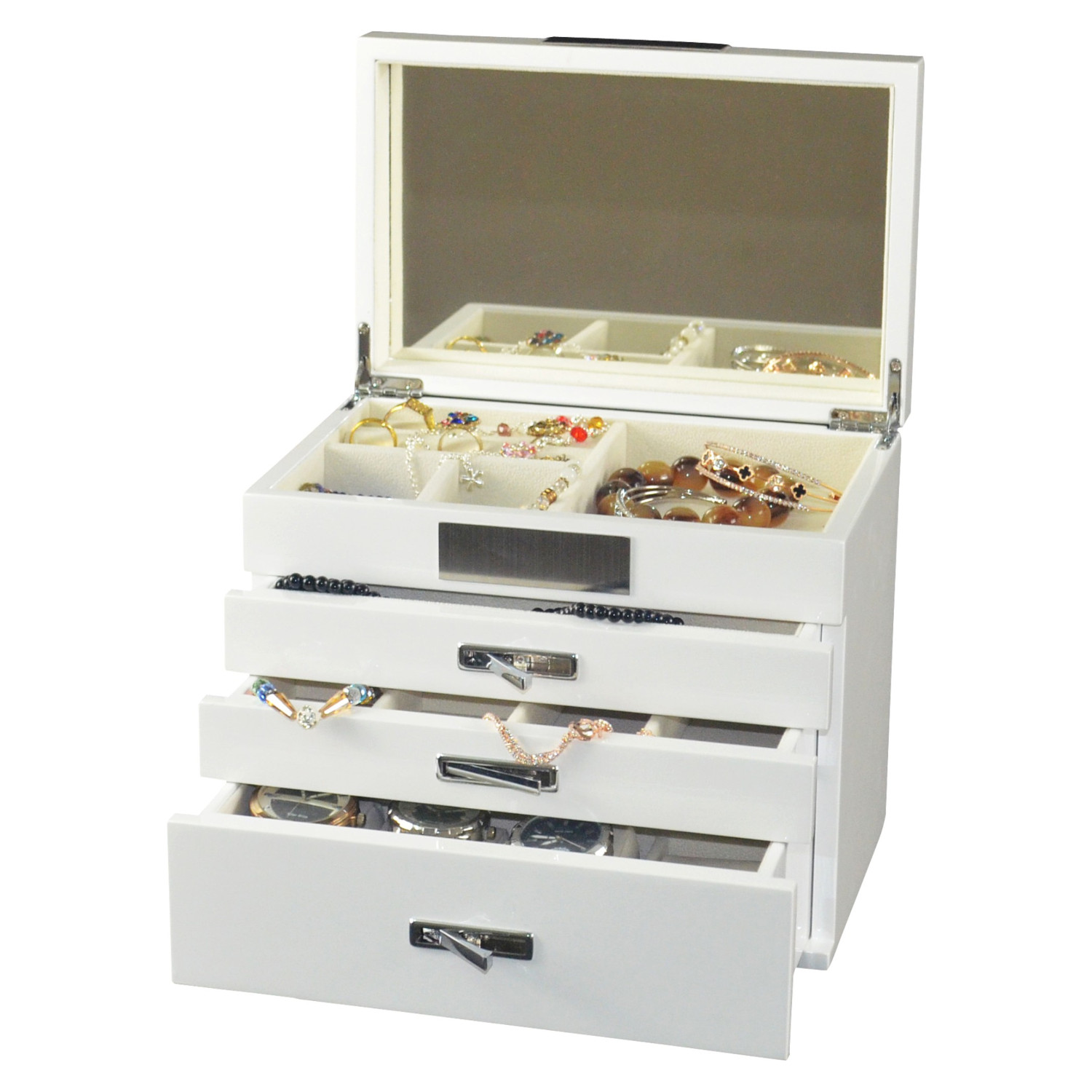 PJ501C Piano finish jewellery box in white